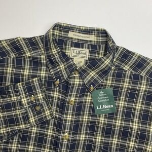 L.L. Bean Sport Shirt Medium Wrinkle Resistant Cotton Cashmere Long Sleeve Plaid